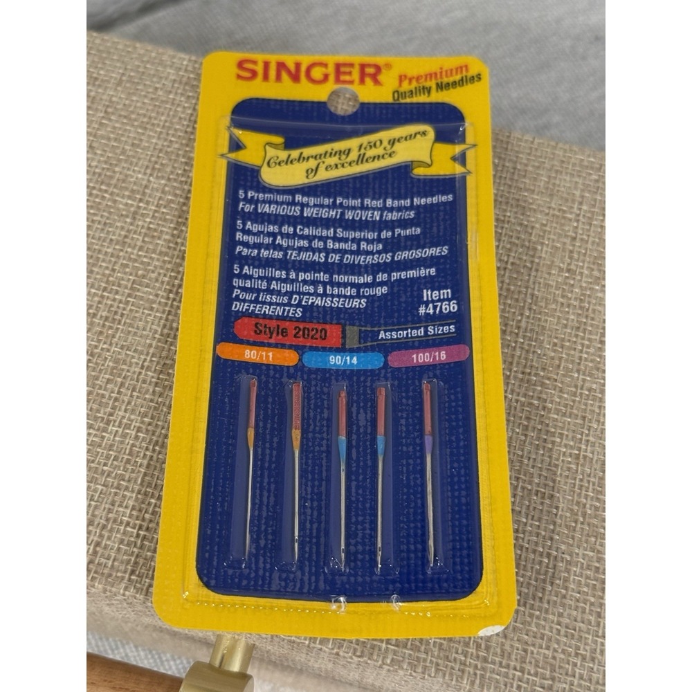 Singer Red Band Needles Style 2020 Regular Point 4766 sizes 8/11  90/14 100/16